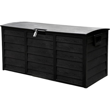 Olsen & Smith 290L Capacity Outdoor Garden Plastic Storage Cushion Box Furniture - Lockable with Padlock Lock, Weather Resistant, Shed Chest - Packed Direct UK